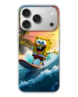 Чехол для iPhone 17 Pro с картинкой «Губка Боб серфингист»