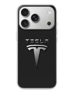 Чехол для iPhone 17 Pro с картинкой «Стальной логотип Tesla»