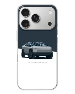 Чехол для iPhone 17 Pro с картинкой «Серебристый Cybertruck Tesla»