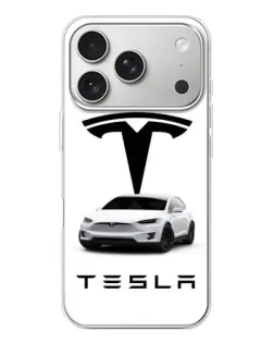Чехол для iPhone 17 Pro с картинкой «Tesla White Style»