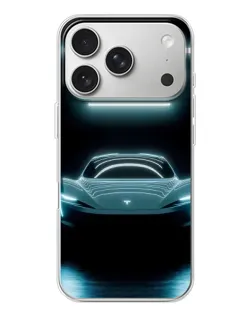Чехол для iPhone 17 Pro с картинкой «Tesla в неоне»