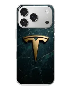 Чехол для iPhone 17 Pro с картинкой «Мраморная Tesla Gold»