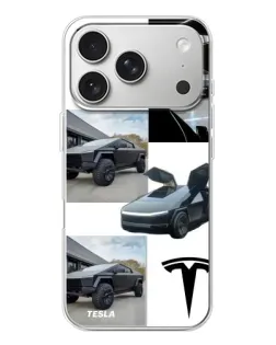 Чехол для iPhone 17 Pro с картинкой «Коллаж Cybertruck Tesla»