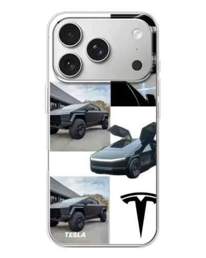 Чехол для iPhone 17 Pro с картинкой «Коллаж Cybertruck Tesla» Чехол для iPhone 17 Pro с картинкой «Коллаж Cybertruck Tesla»