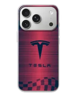 Чехол для iPhone 17 Pro с картинкой «Тесла красный карбон»