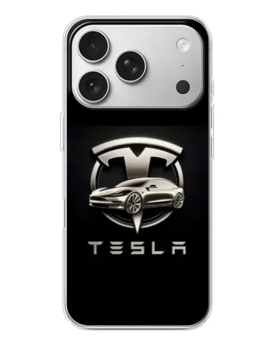 Чехол для iPhone 17 Pro с картинкой «Tesla — серебристое авто» Чехол для iPhone 17 Pro с картинкой «Tesla — серебристое авто»