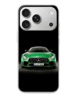 Чехол для iPhone 17 Pro с картинкой «Mercedes — неоновый лого»