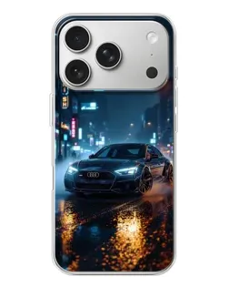Чехол для iPhone 17 Pro с картинкой «Ночной город и Audi»