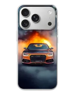 Чехол для iPhone 17 Pro с картинкой «Audi в огненном дыму»