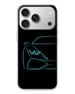 Чехол для iPhone 17 Pro с картинкой «Голубой силуэт Lamborghini»