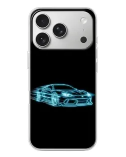 Чехол для iPhone 17 Pro с картинкой «Неоновый контур Lamborghini»