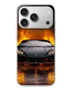 Чехол для iPhone 17 Pro с картинкой «Lamborghini в огне»
