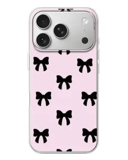 Чехол для iPhone 17 Pro с картинкой «Черные банты Coquette»