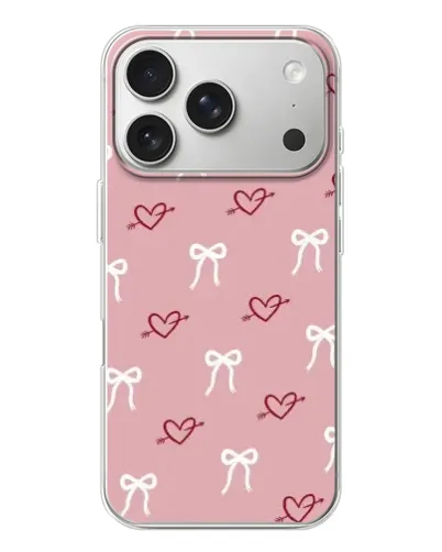 Чехол для iPhone 17 Pro с картинкой «Сердца и банты» Чехол для iPhone 17 Pro с картинкой «Сердца и банты»