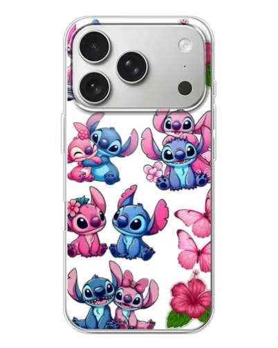 Чехол для iPhone 17 Pro с картинкой «Стикеры Stitch и Angel»