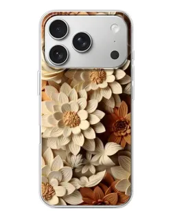Чехол для iPhone 17 Pro с картинкой «Бежевый флористический декор»