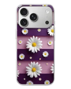 Чехол для iPhone 17 Pro с картинкой «Ромашки на фиолетовом»
