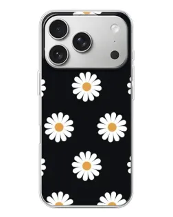 Чехол для iPhone 17 Pro с картинкой «Ромашки на черном»