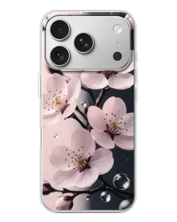 Чехол для iPhone 17 Pro с картинкой «Нежная сакура и капли»