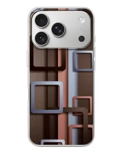 Чохол для iPhone 17 Pro з картинкою «Коричневі об'ємні квадрати»