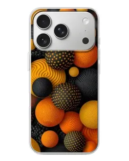 Чехол для iPhone 17 Pro с картинкой «Объемные оранжевые сферы»