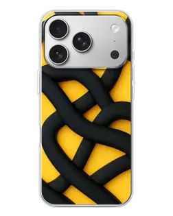 Чехол для iPhone 17 Pro с картинкой «Черное желтое переплетение»