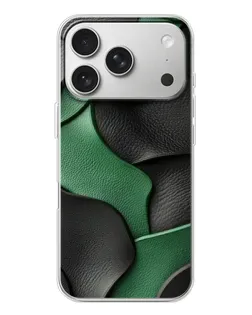 Чехол для iPhone 17 Pro с картинкой «Зеленые кожаные волны»