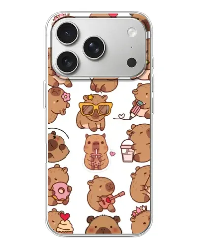 Чехол для iPhone 17 Pro с картинкой «Стикерпак с капибарами» Чехол для iPhone 17 Pro с картинкой «Стикерпак с капибарами»