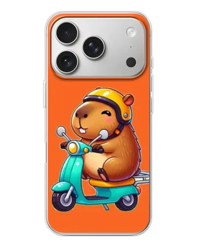 Чехол для iPhone 17 Pro с картинкой «Капибара на скутере» Чехол для iPhone 17 Pro с картинкой «Капибара на скутере»