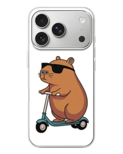 Чехол для iPhone 17 Pro с картинкой «Капибара на самокате» Чехол для iPhone 17 Pro с картинкой «Капибара на самокате»