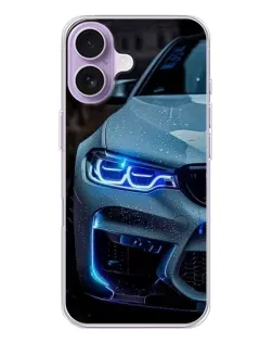 Чохол для iPhone 17 з картинкою «Погляд BMW з синіми фарами»