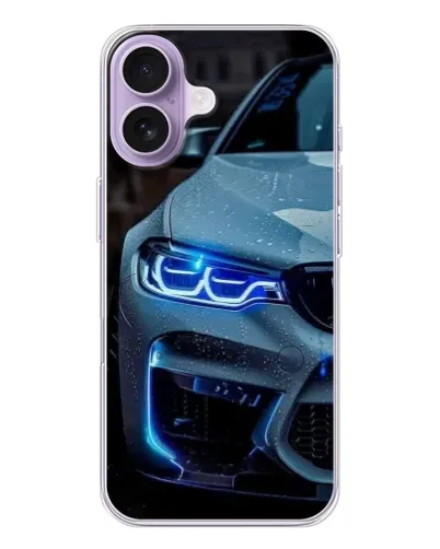 Чохол для iPhone 17 з картинкою «Погляд BMW з синіми фарами»