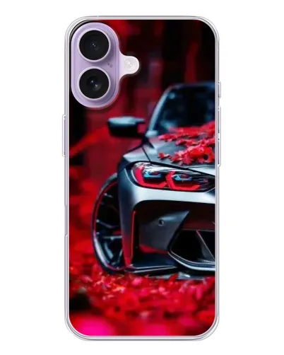 Чохол для iPhone 17 з картинкою «Спортивна BMW та квіти»