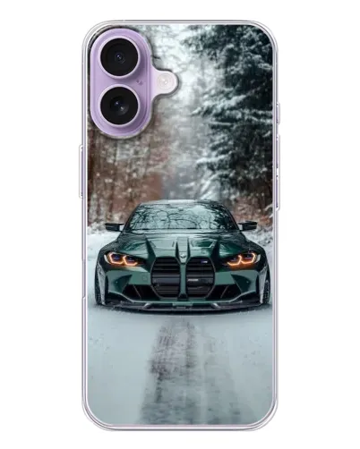 Чохол для iPhone 17 з картинкою «BMW у зимовому лісі»