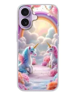 Чохол для iPhone 17 з картинкою «Веселка і єдинороги»