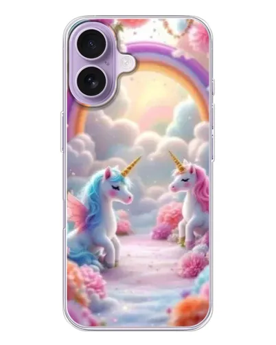 Чохол для iPhone 17 з картинкою «Веселка і єдинороги»