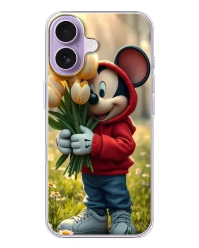 Чохол для iPhone 17 з картинкою «Міккі з тюльпанами»