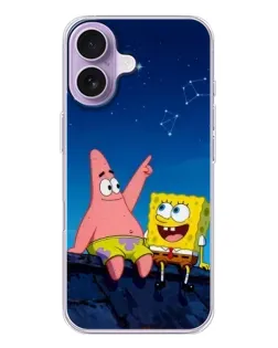 Чохол для iPhone 17 з картинкою «Губка Боб та Патрік вночі»