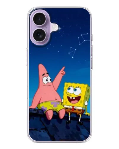 Чохол для iPhone 17 з картинкою «Губка Боб та Патрік вночі»