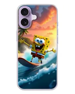 Чохол для iPhone 17 з картинкою «Губка Боб серфінгіст»