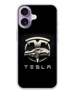 Чохол для iPhone 17 з картинкою «Tesla — срібне авто»