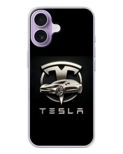 Чохол для iPhone 17 з картинкою «Tesla — срібне авто»