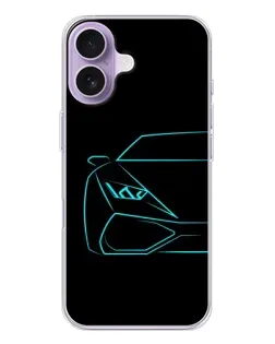 Чохол для iPhone 17 з картинкою «Блакитний силует Lamborghini»