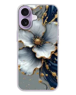 Чохол для iPhone 17 з картинкою «Біла квітка та золотий флюїд»