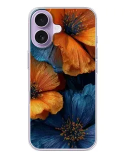 Чохол для iPhone 17 з картинкою «Яскрава синьо-помаранчева флора»