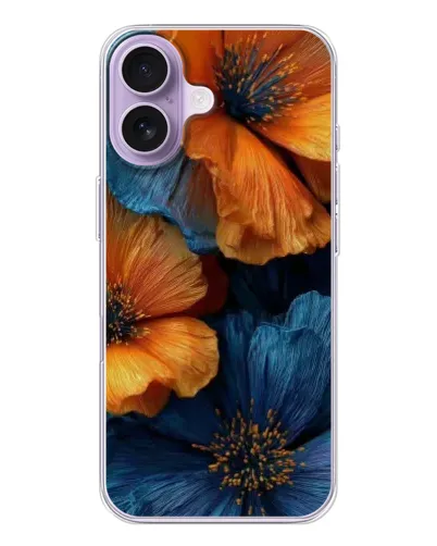 Чохол для iPhone 17 з картинкою «Яскрава синьо-помаранчева флора»