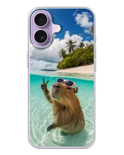 Чохол для iPhone 17 з картинкою «Капібара на морі»