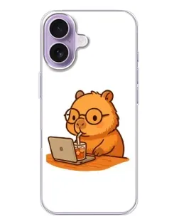 Чохол для iPhone 17 з картинкою «Капібара з ноутбуком»