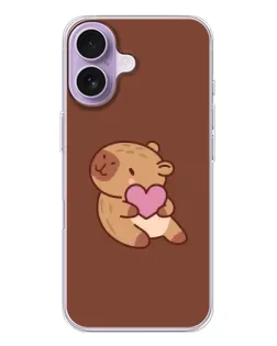 Чохол для iPhone 17 з картинкою «Капібара з серцем»
