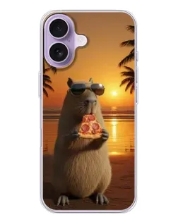 Чохол для iPhone 17 з картинкою «Капібара з піцою»